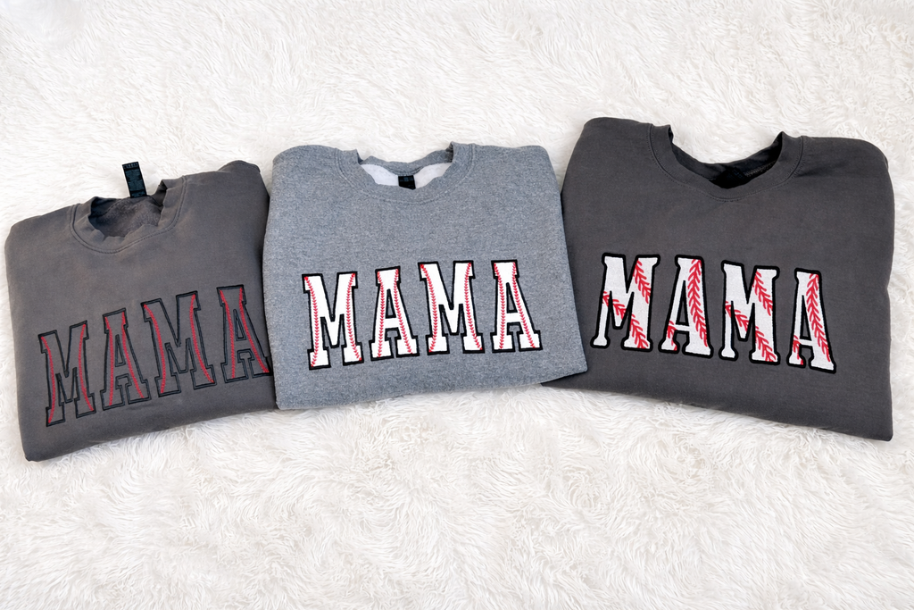Vintage Baseball Mama Embroidered Crewneck