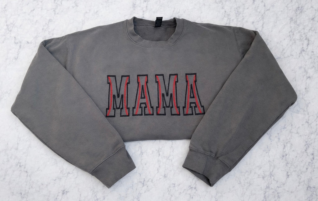 Vintage Baseball Mama Embroidered Crewneck