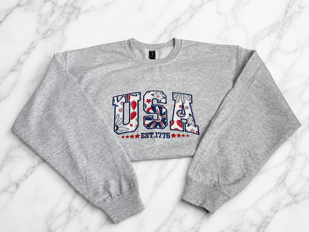 USA Reverse Applique Crewneck