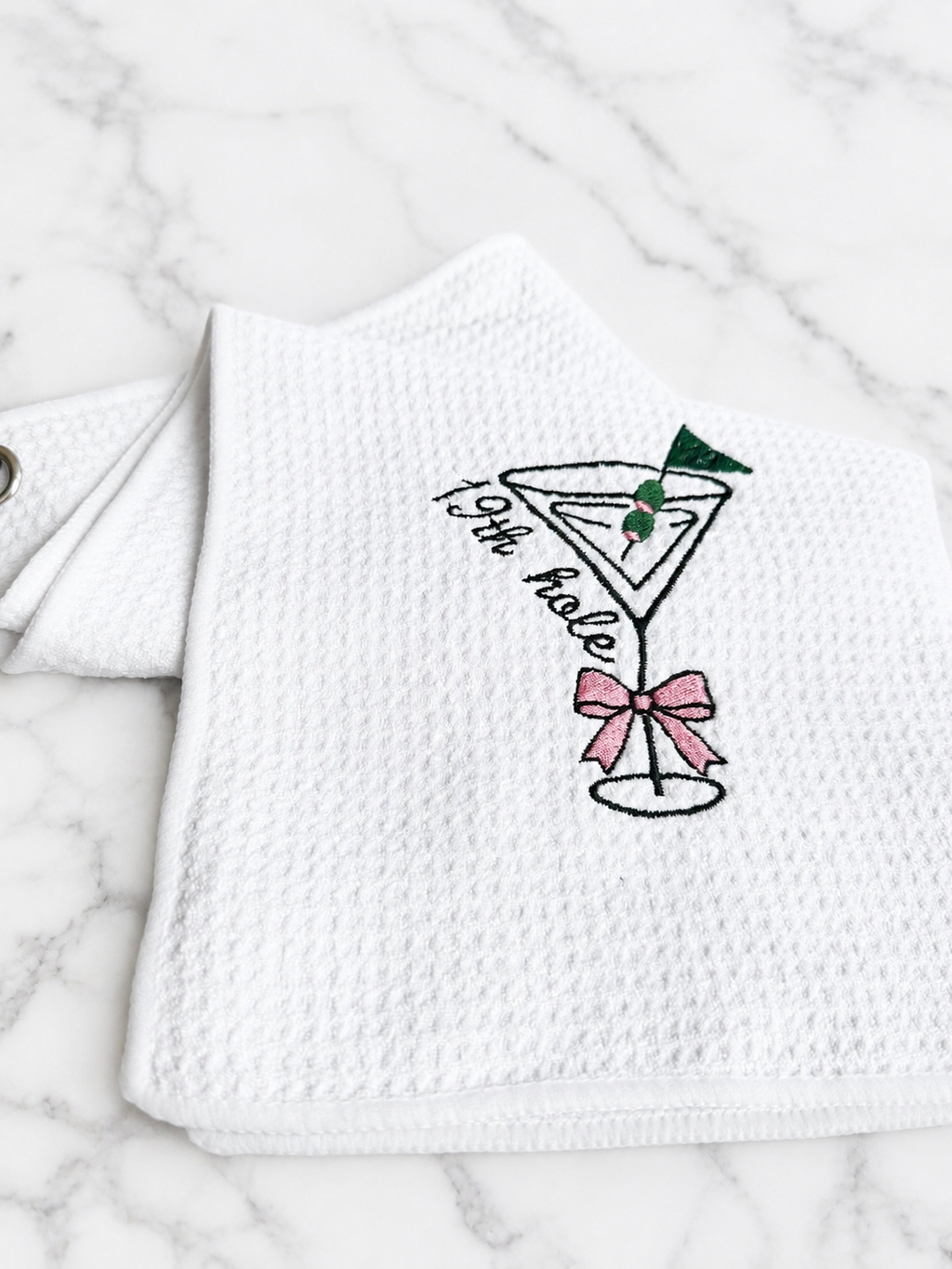 The 19th Hole Martini Embroidered Golf Towel | Funny Women’s Golf Gift