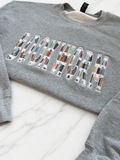 Bookworm Appliqué Embroidered Crewneck Sweatshirt