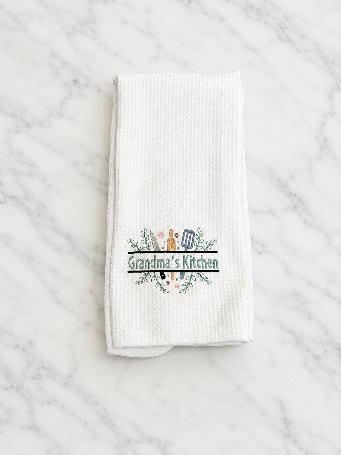 Personalized Kitchen Towel | Custom Name Embroidered Tea Towel