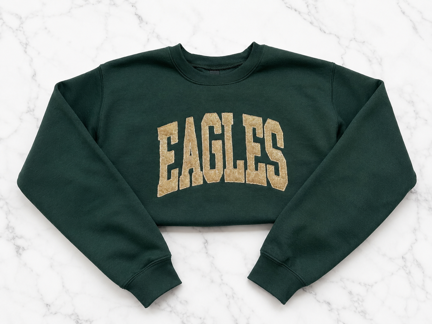 Glitter Appliqué Eagles Crewneck Sweatshirt | Custom School Spirit Sweatshirt