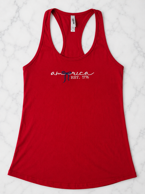 America Est. 1776 Embroidered Racerback Tank