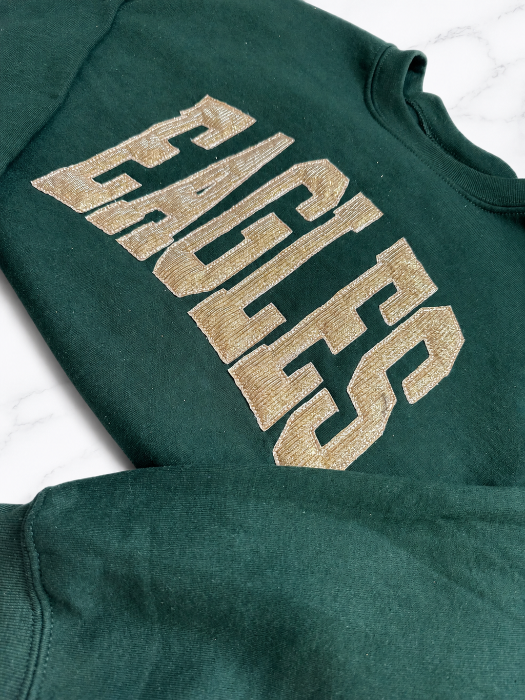 Glitter Appliqué Eagles Crewneck Sweatshirt | Custom School Spirit Sweatshirt