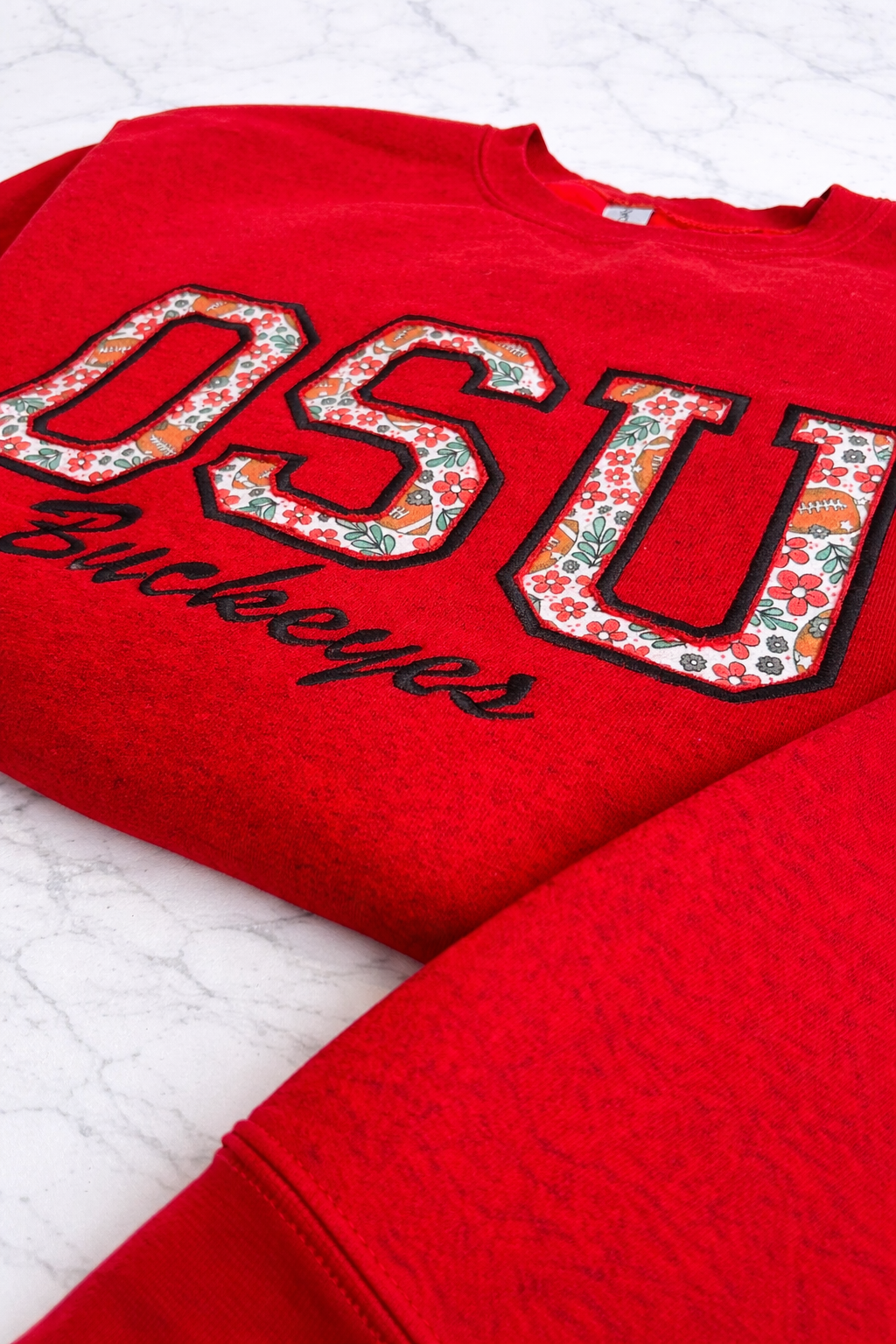 OSU Floral Reverse Applique Crewneck