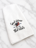 God Bless the USA Embroidered Kitchen Towel