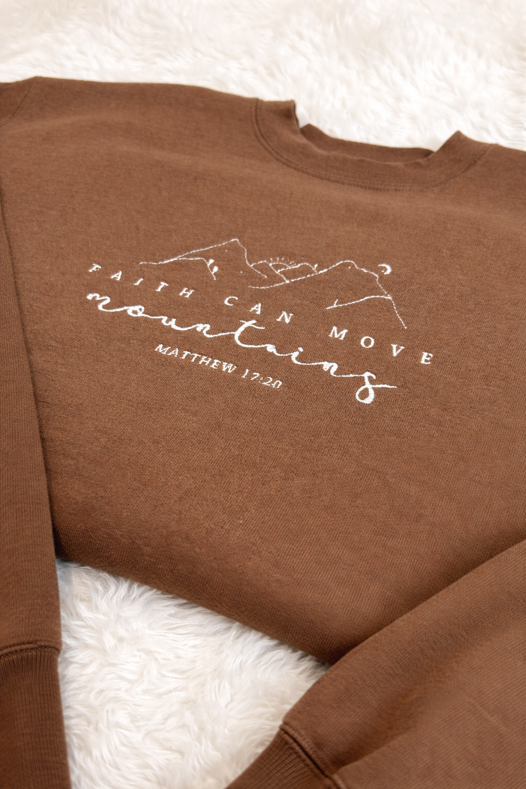 Faith Can Move Mountains Embroidered Sweatshirt | Matthew 17:20 Christian Apparel