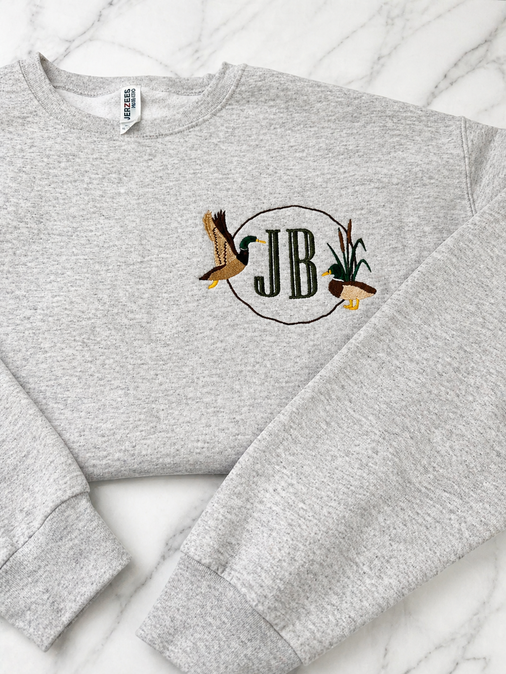 Duck Frame Custom Embroidered Crewneck