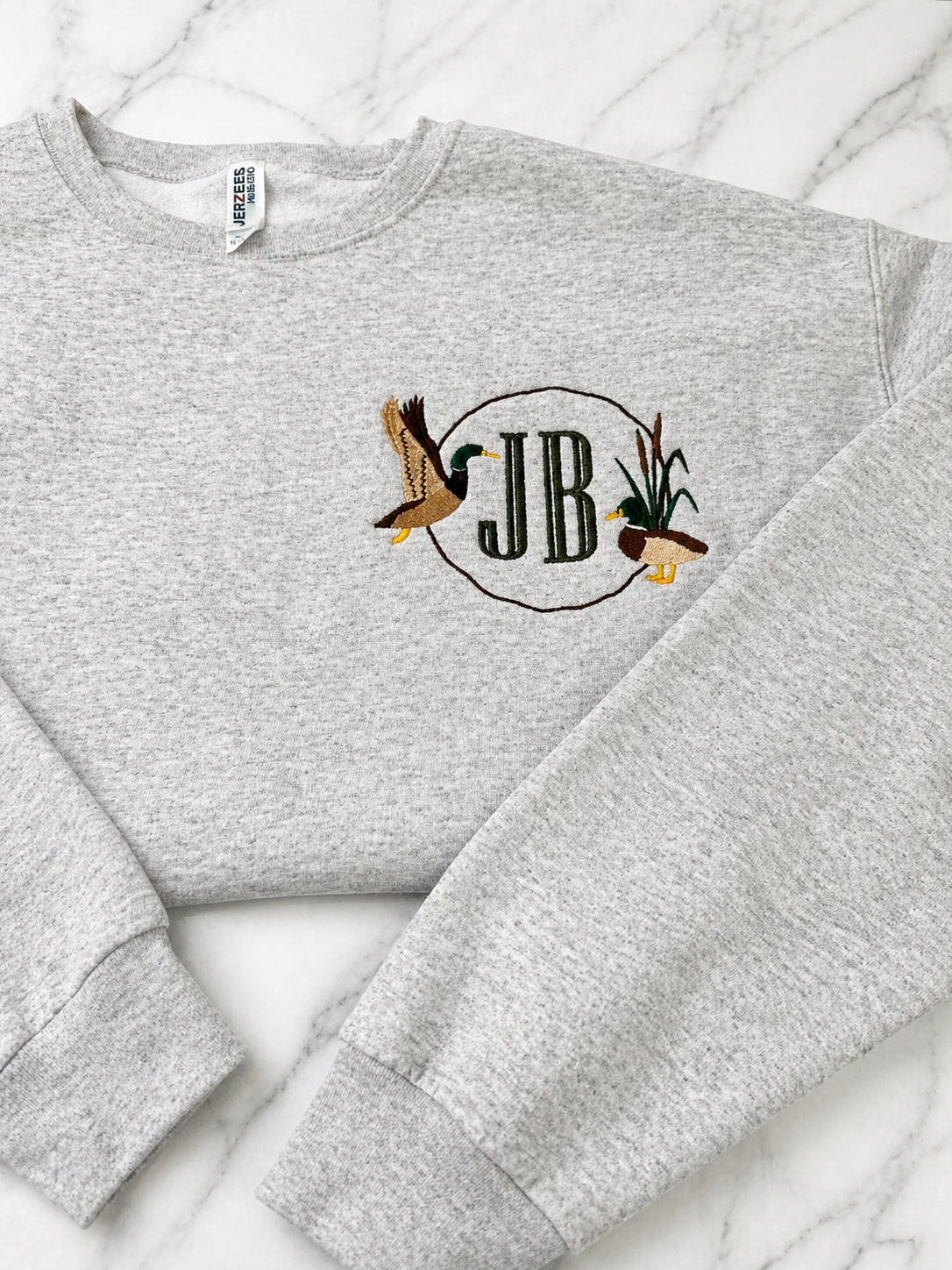 Duck Frame Custom Embroidered Crewneck