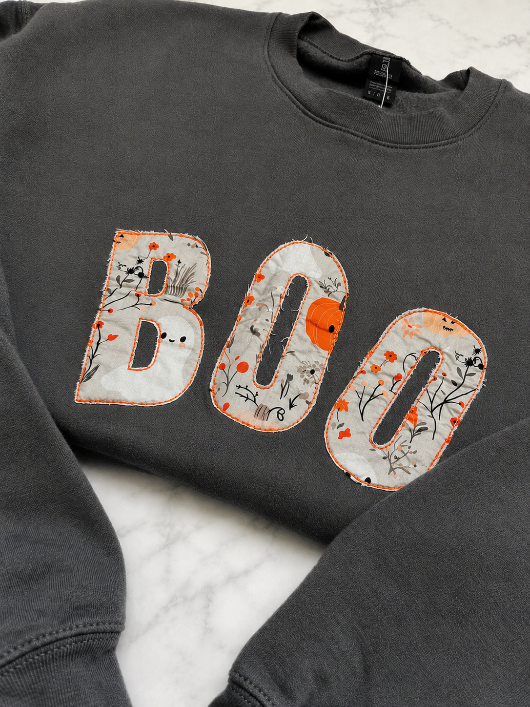 BOO Rough Edge Appliqué Crewneck