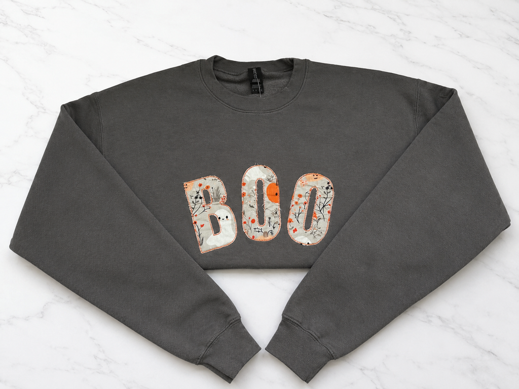 BOO Rough Edge Appliqué Crewneck