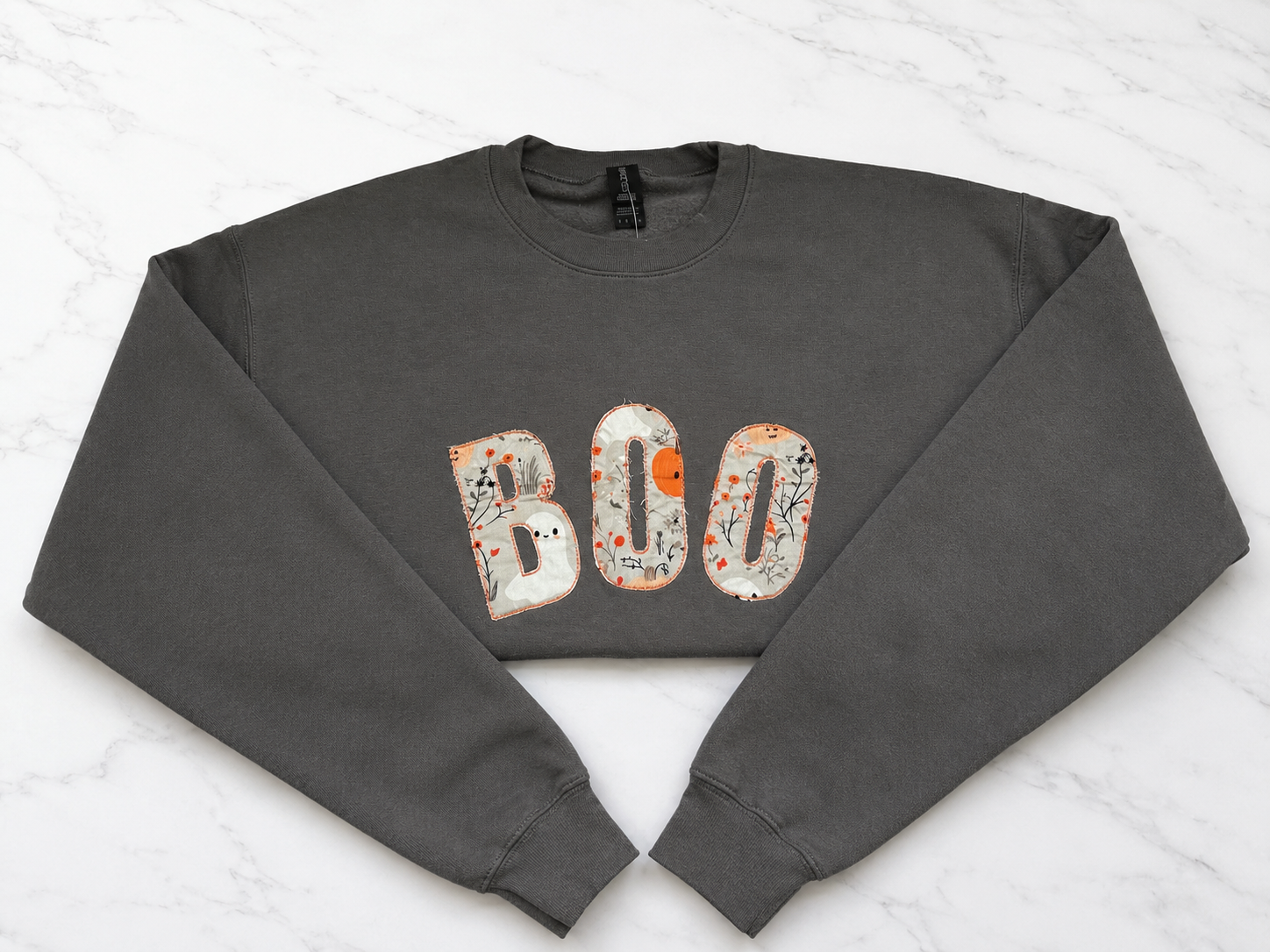 BOO Rough Edge Appliqué Crewneck