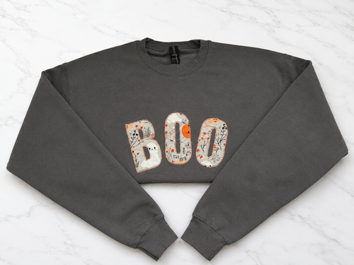 BOO Rough Edge Appliqué Crewneck