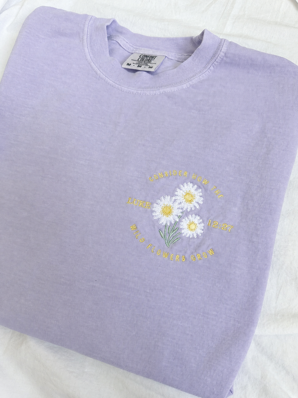 Consider the Wildflowers Embroidered Tee | Luke 12:27 Shirt