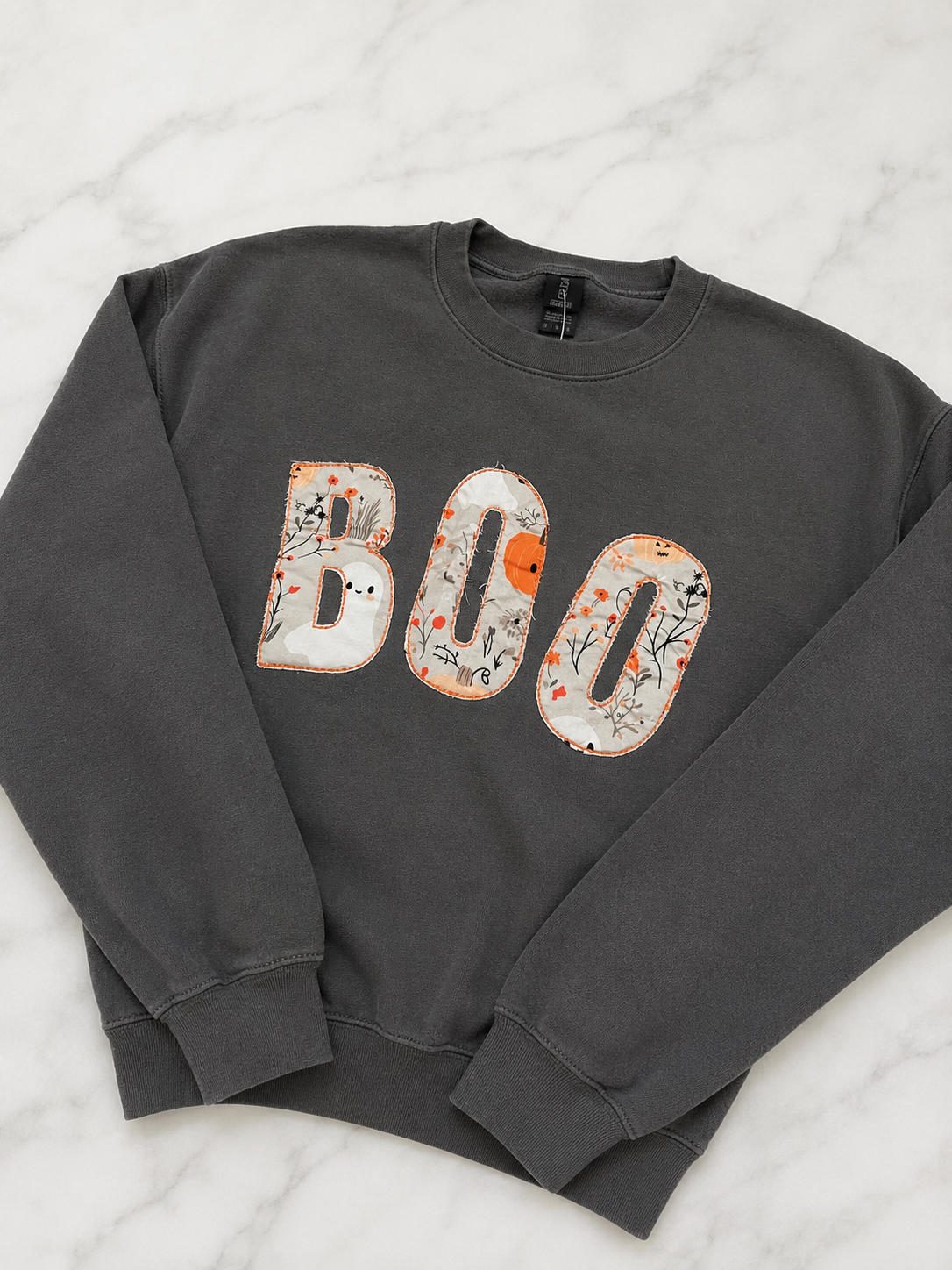 BOO Rough Edge Appliqué Crewneck