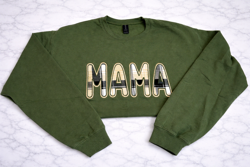 Military Green Plaid Crewneck