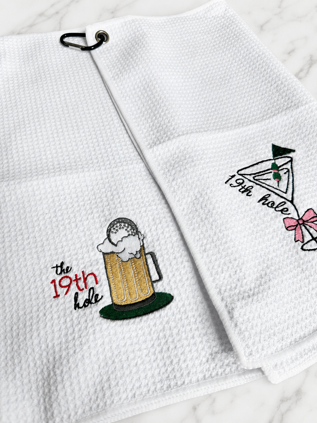 The 19th Hole Martini Embroidered Golf Towel | Funny Women’s Golf Gift