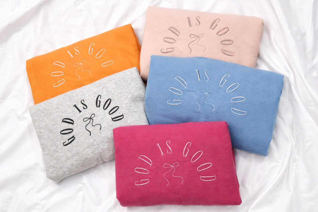 God Is Good with Bow Crewneck