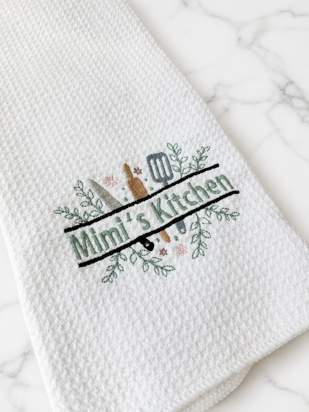Personalized Kitchen Towel | Custom Name Embroidered Tea Towel