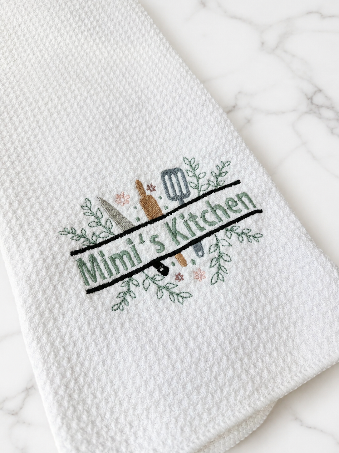 Personalized Kitchen Towel | Custom Name Embroidered Tea Towel