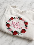 Strawberry Monogram Embroidered Toddler/ Kids Tee
