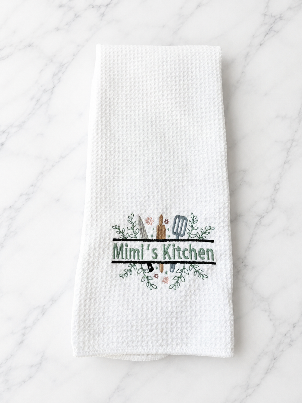 Personalized Kitchen Towel | Custom Name Embroidered Tea Towel