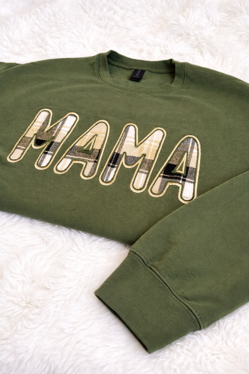 Military Green Plaid Crewneck
