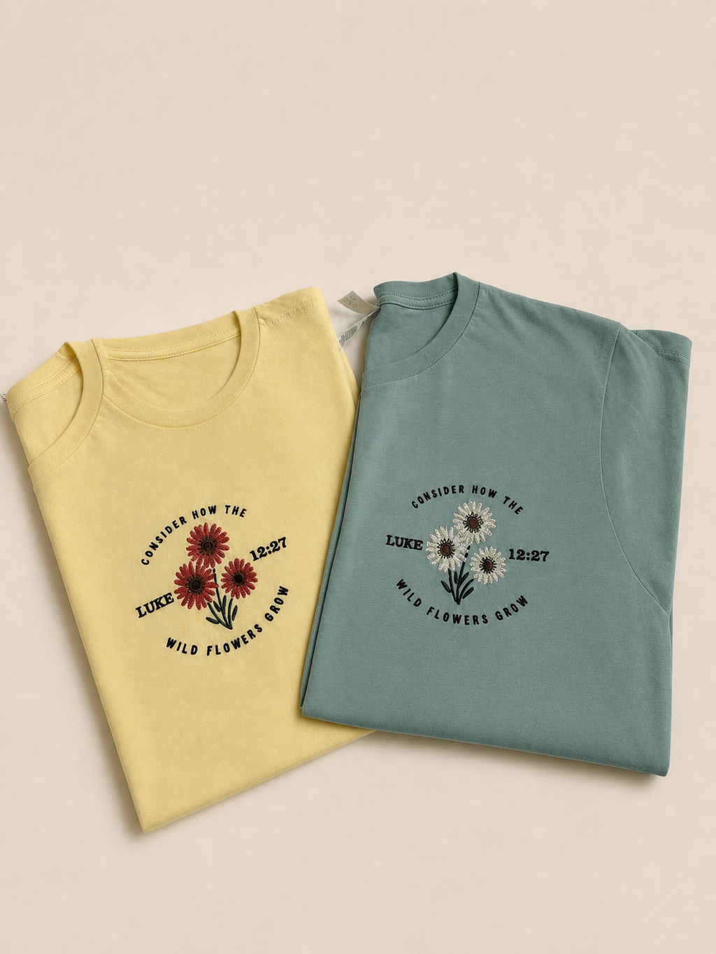 Consider the Wildflowers Embroidered Tee | Luke 12:27 Shirt