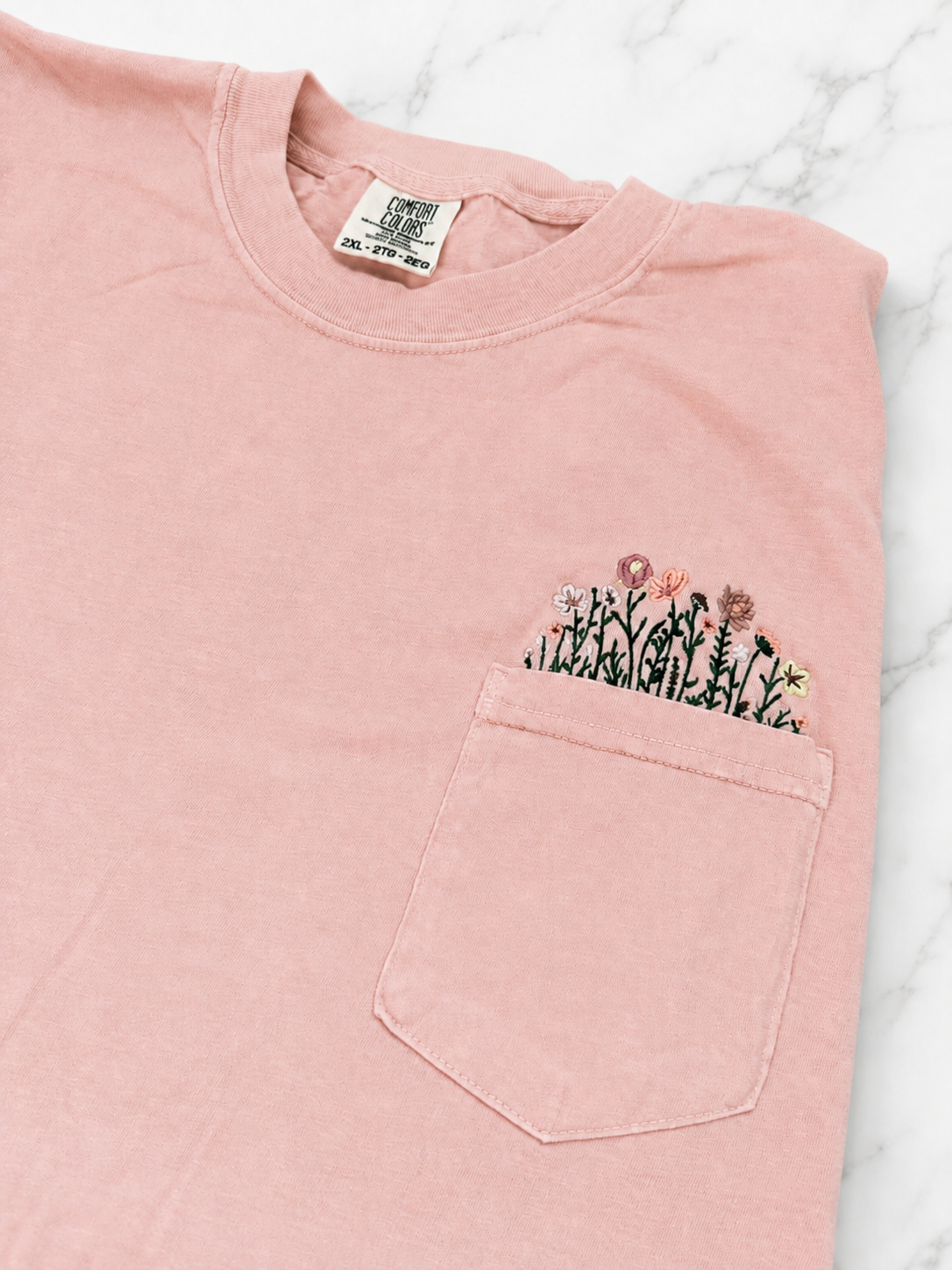Floral Pocket Tee | Embroidered Wildflower T-Shirt
