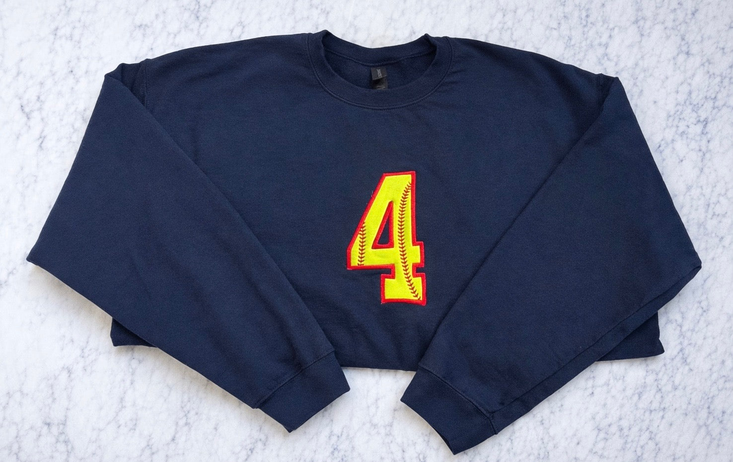 Baseball/Softball Custom Number Applique Crewneck