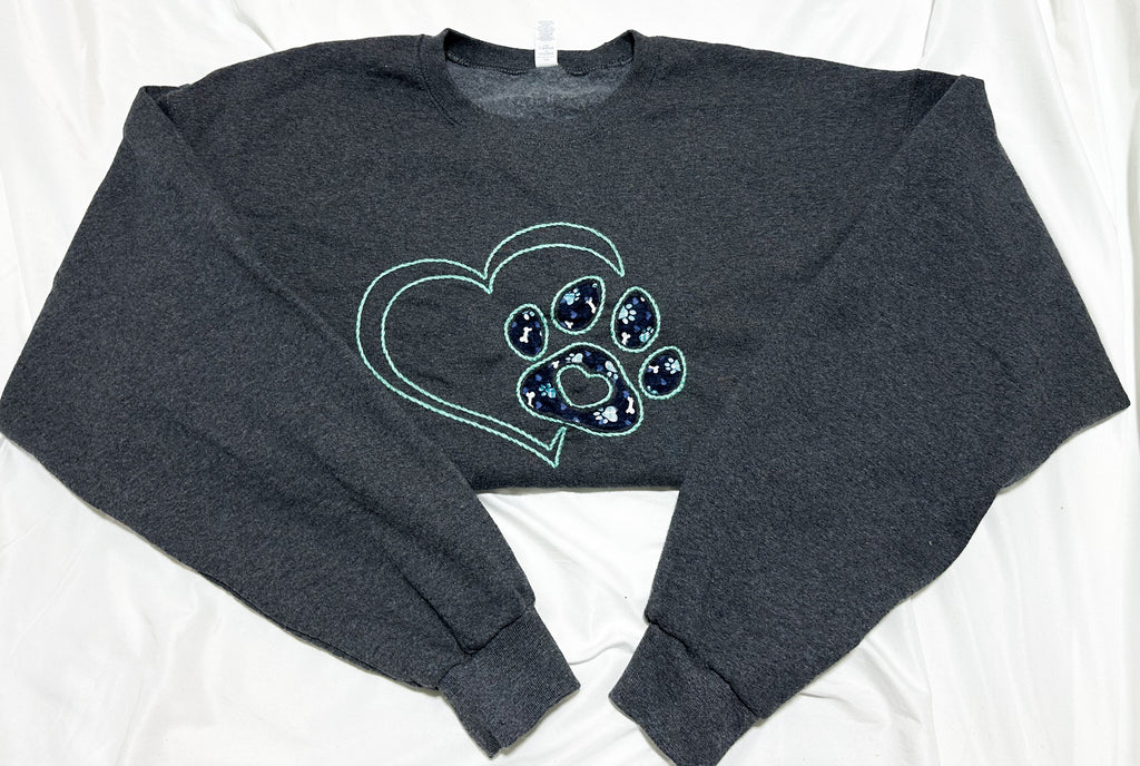 Pawprint Love Hand Embroidered Crewneck