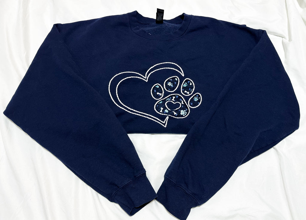Pawprint Love Hand Embroidered Crewneck