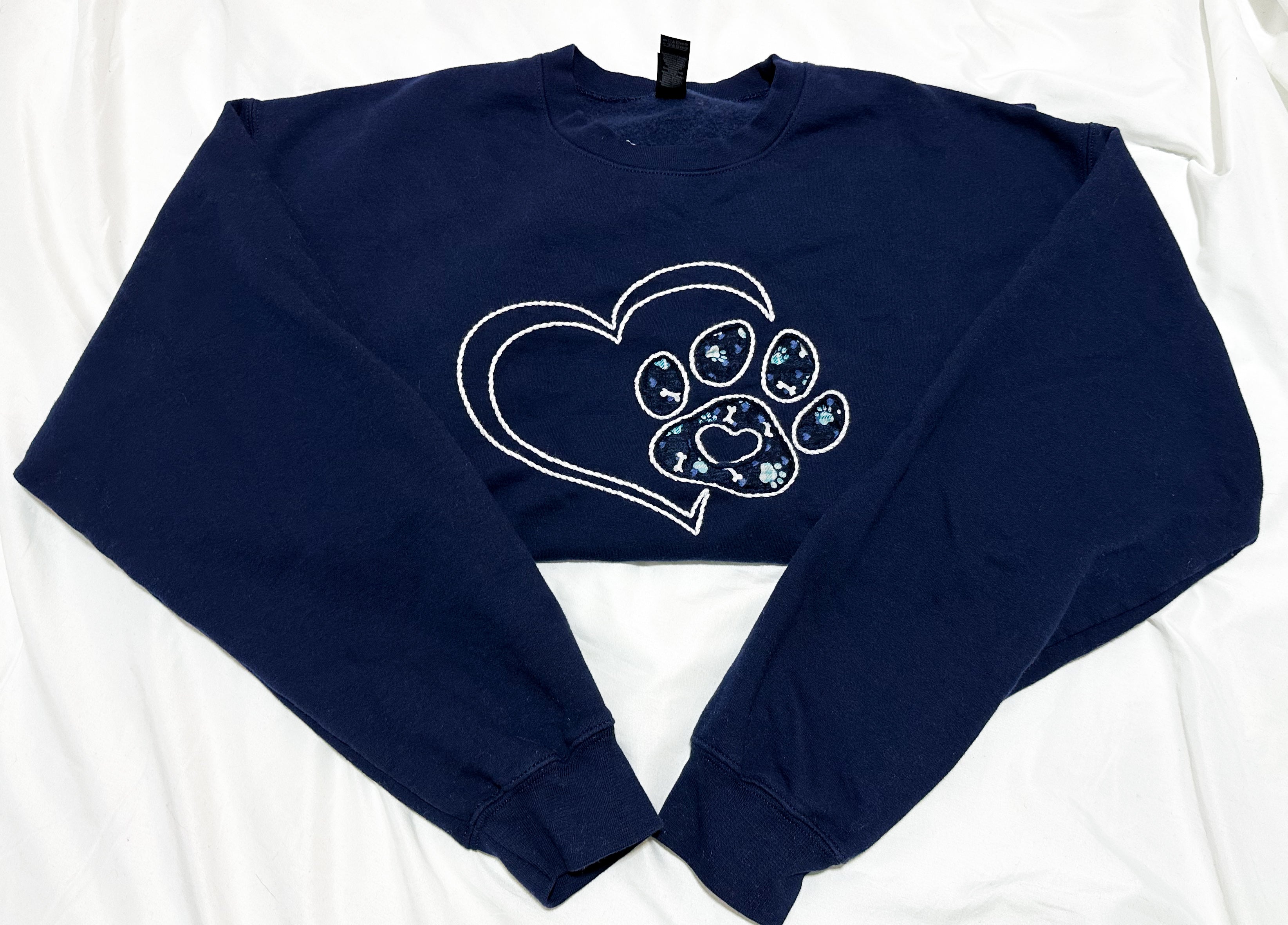 Pawprint Love Hand Embroidered Crewneck