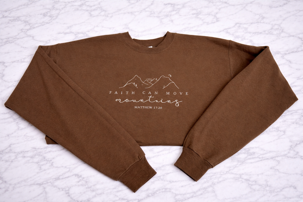 Faith Can Move Mountains Embroidered Sweatshirt | Matthew 17:20 Christian Apparel