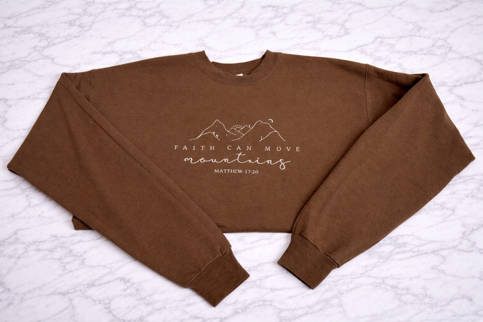 Faith Can Move Mountains Embroidered Sweatshirt | Matthew 17:20 Christian Apparel
