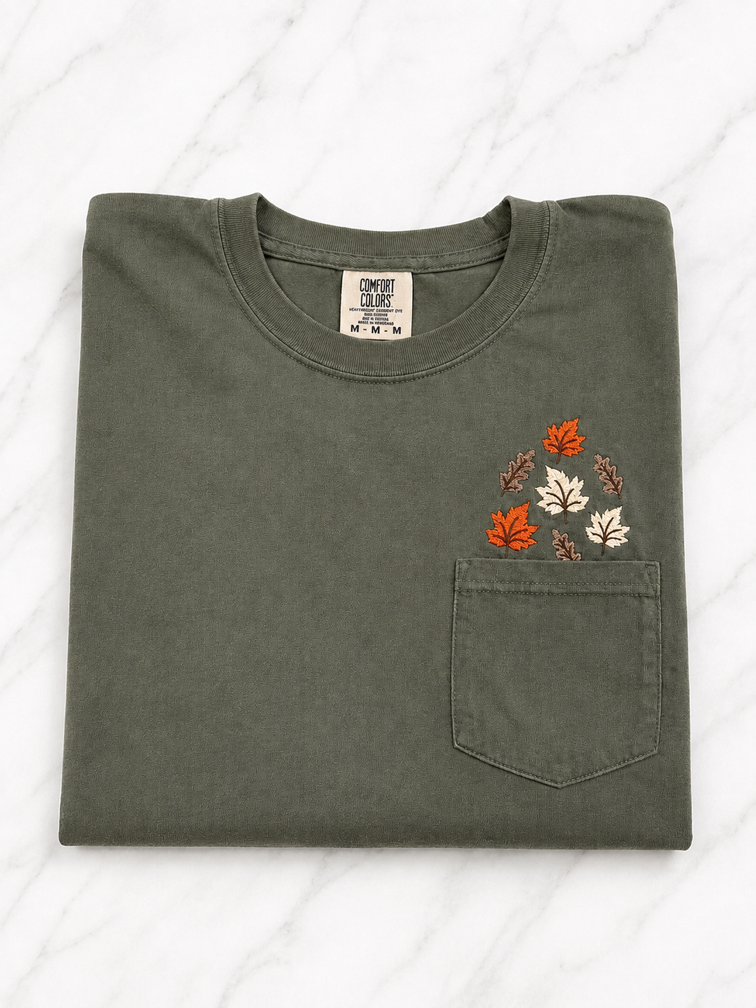 Autumn Leaves Embroidered Pocket Tee