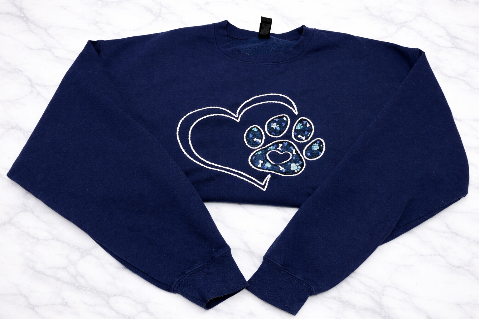 Pawprint Love Hand Embroidered Crewneck