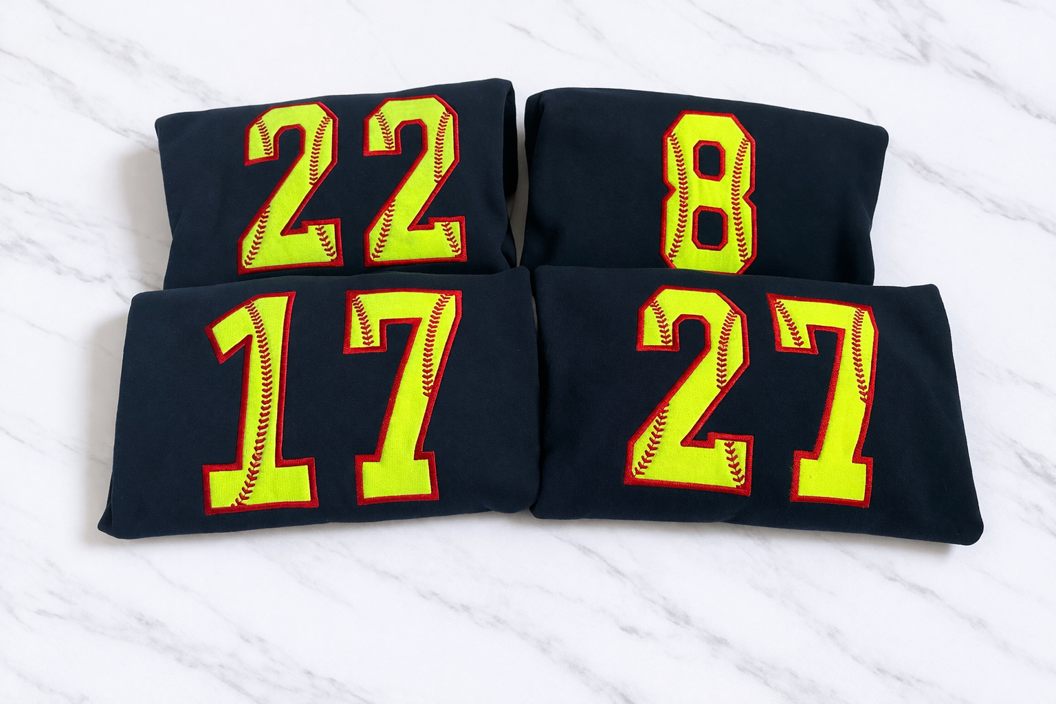 Baseball/Softball Custom Number Applique Crewneck