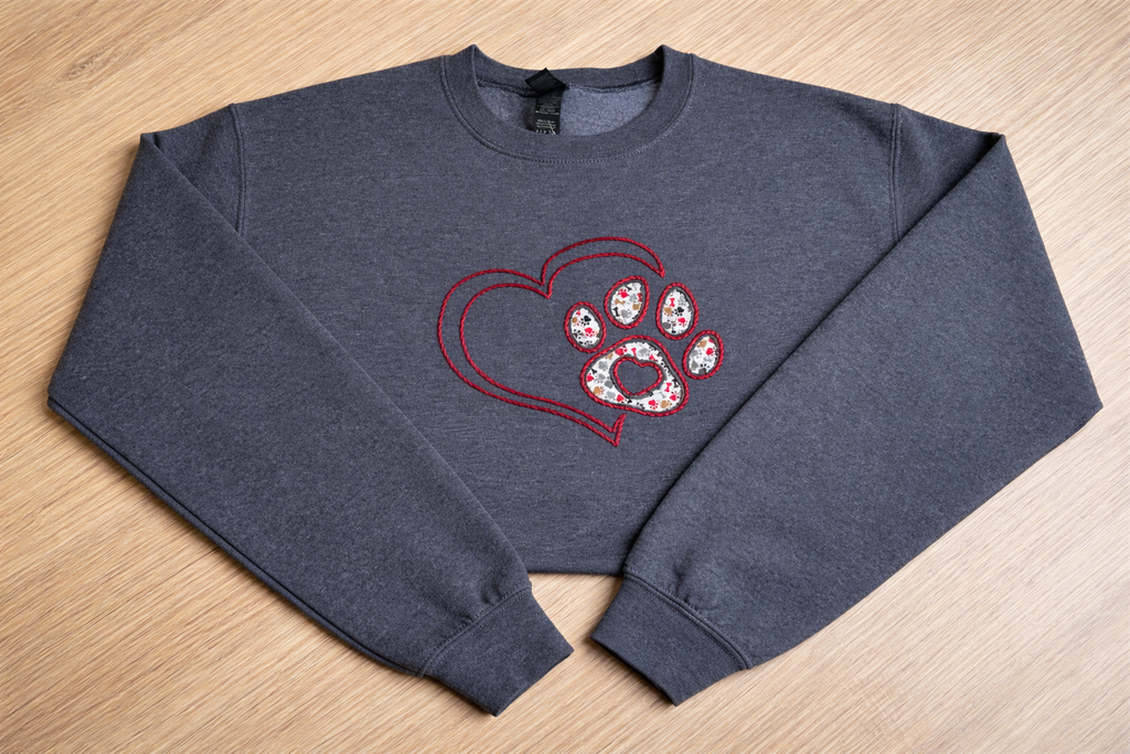Pawprint Love Hand Embroidered Crewneck