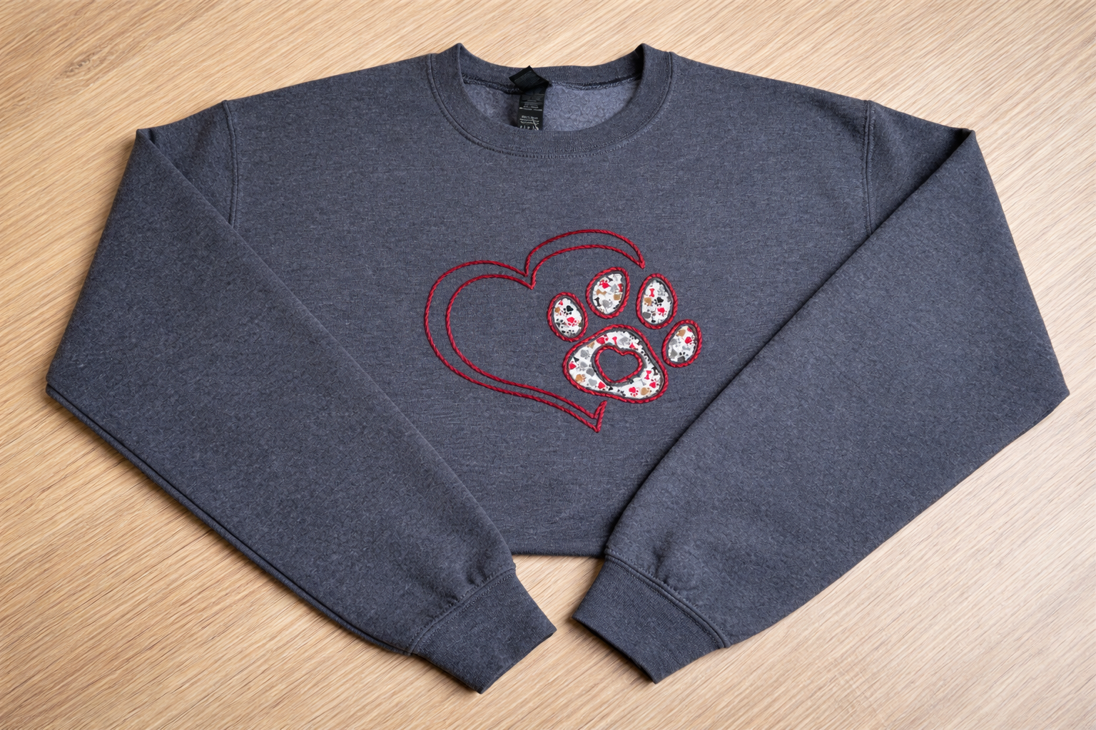Pawprint Love Hand Embroidered Crewneck