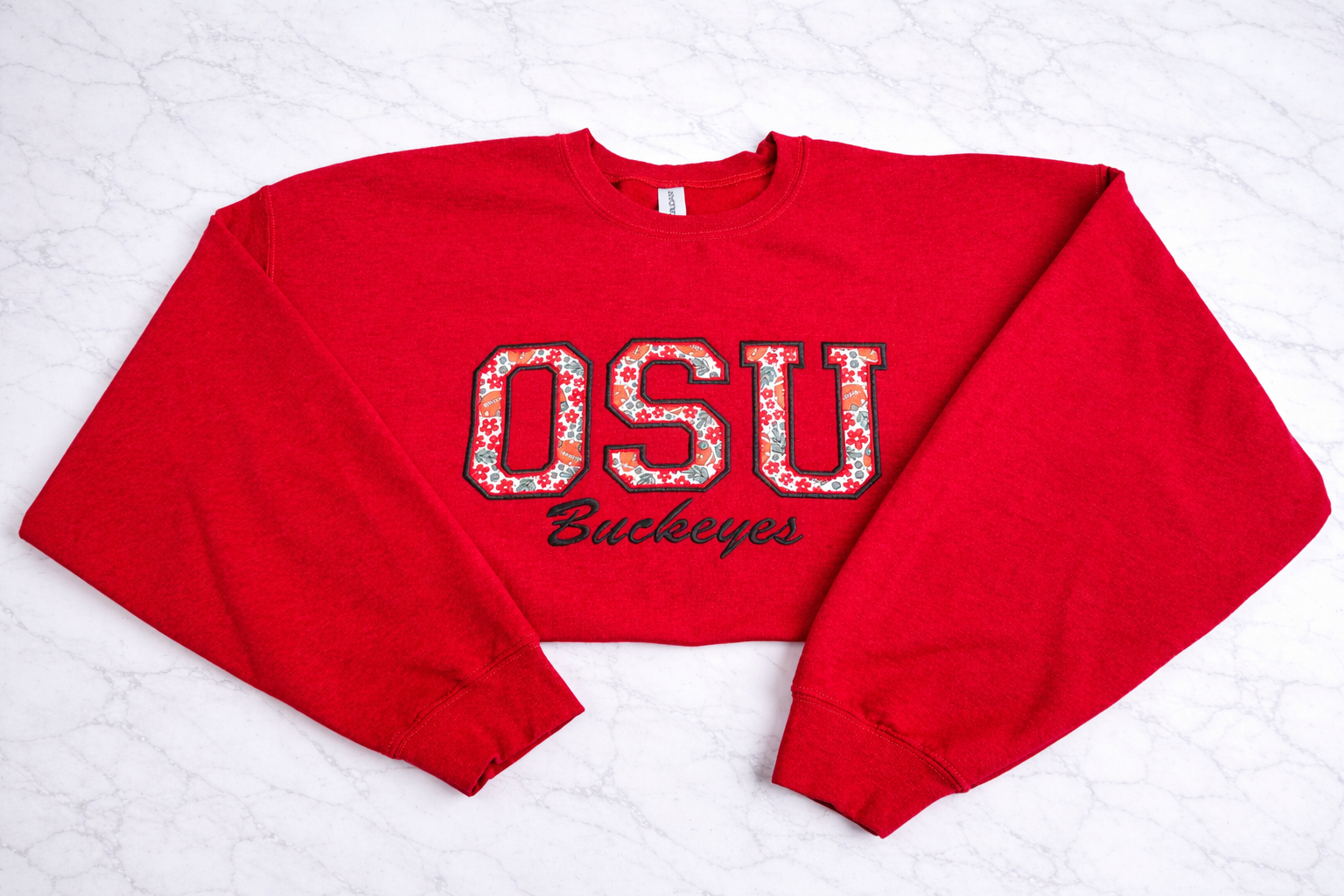 OSU Floral Reverse Applique Crewneck