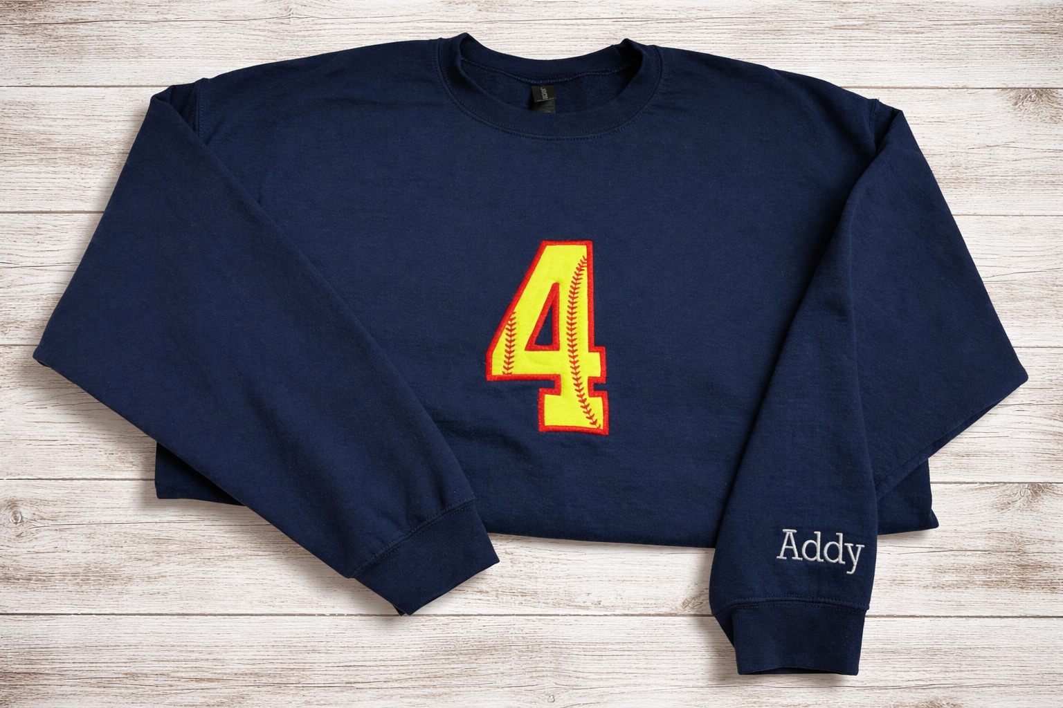Baseball/Softball Custom Number Applique Crewneck