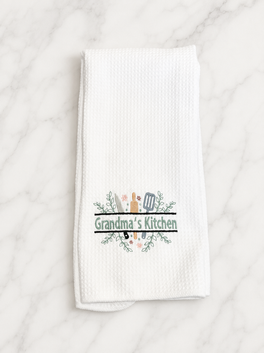 Personalized Kitchen Towel | Custom Name Embroidered Tea Towel