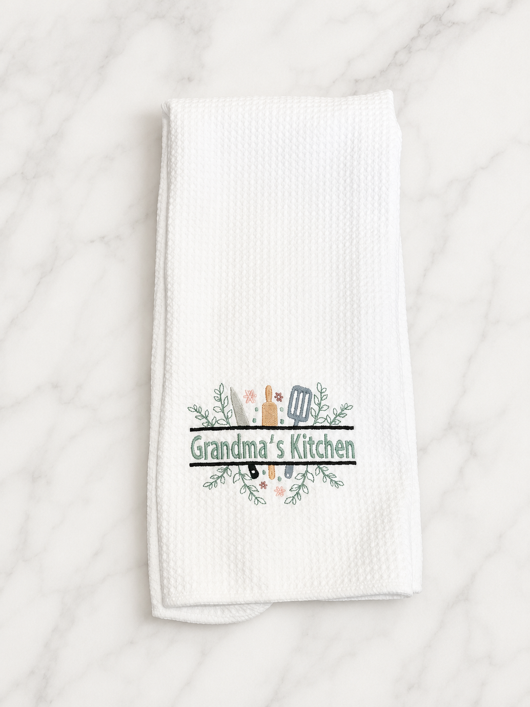Personalized Kitchen Towel | Custom Name Embroidered Tea Towel