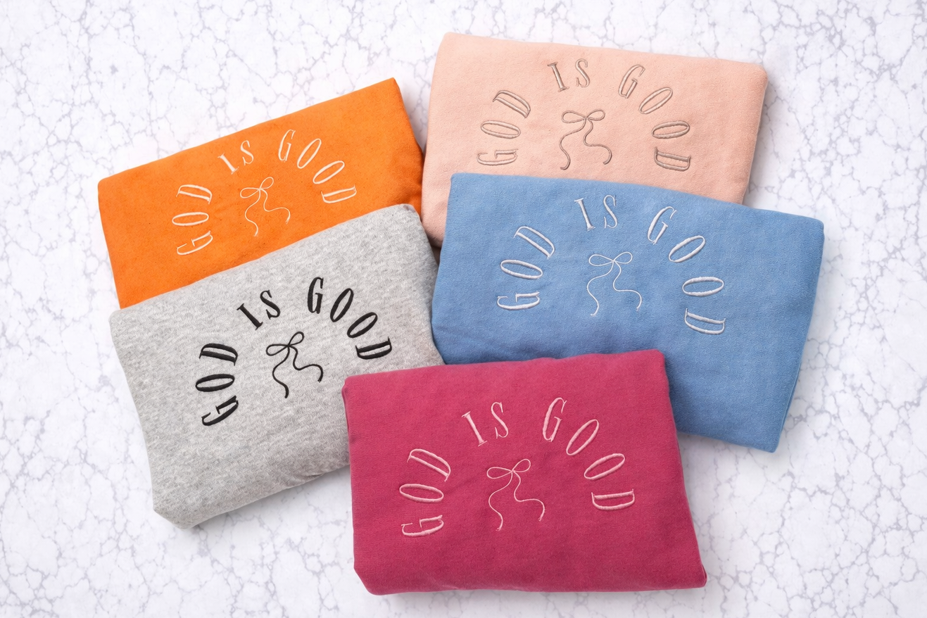 God Is Good with Bow Crewneck