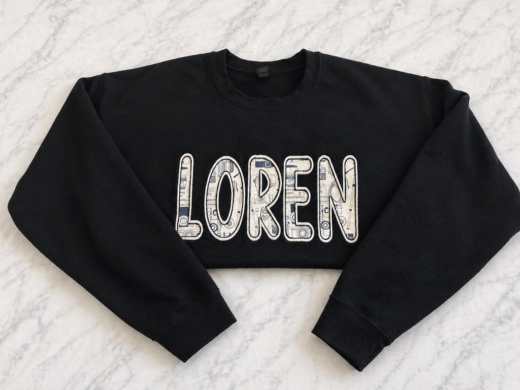 Custom Photographer Name Crewneck | Camera Fabric Appliqué Sweatshirt