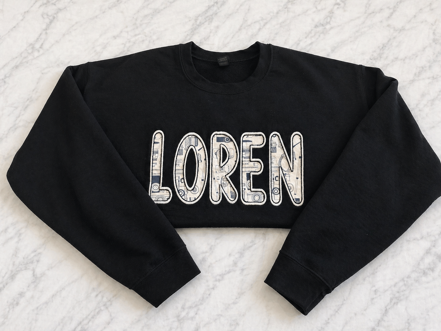 Custom Photographer Name Crewneck | Camera Fabric Appliqué Sweatshirt